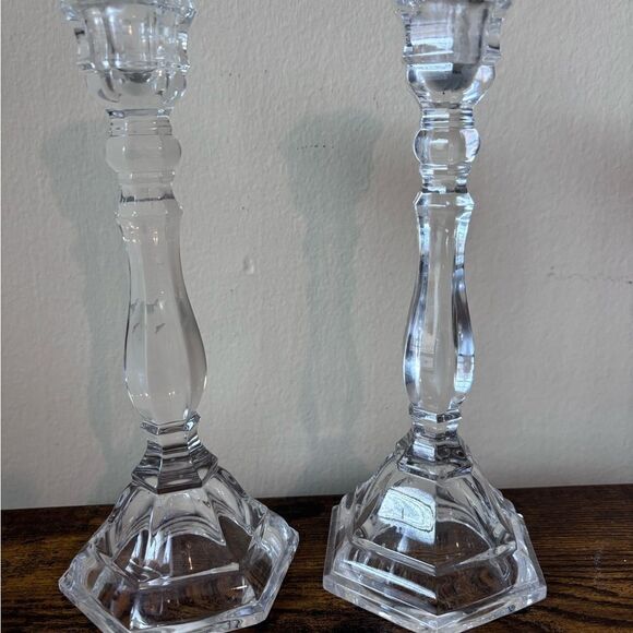 TIFFANY AND CO CRYSTAL HAMPTON 9" CANDLESTICK CANDLE HOLDER PAIR MADE IN GERMANY - Picture 6 of 9